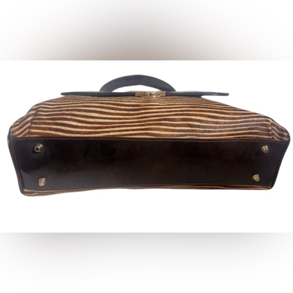 Elaine Turner Satchel African Antelope Hair Patent Leather 15” x 11” Gorgeous!! - Picture 6 of 16